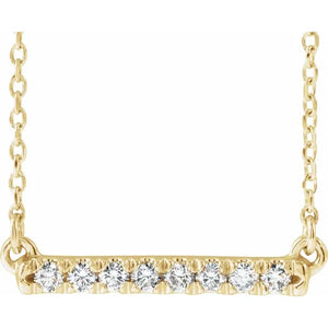 14K Yellow 1/8 CTW Lab-Grown Diamond French-Set Bar 18" Necklace