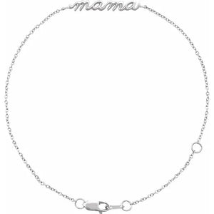 14K White Mama 6 1/2-7 1/2" Bracelet