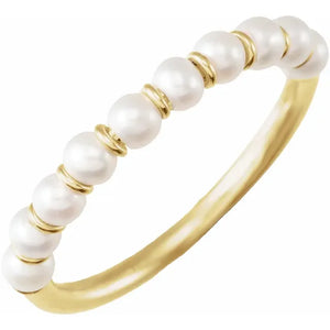 14K Yellow Cultured Freshwater Pearl Ring Size 6