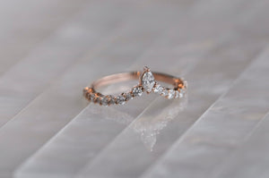 14k Gold & Marquise Diamond "V" Ring