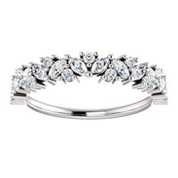 14k Gold & Diamond Round & Marquise Staggered Anniversary Band