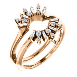 14k Gold & Diamond Art Deco Baguette Ring Guard