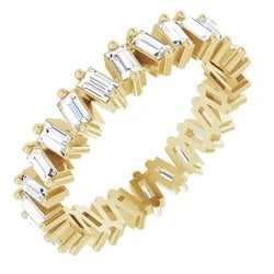 14k Gold & Baguette Diamond Staggered Band