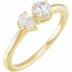 14kt gold and lab grown diamond two-stone ring