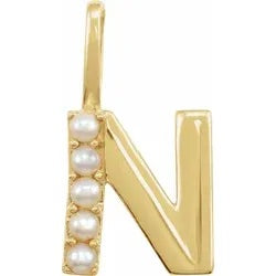 14kt Yellow Gold & Pearl Initial Pendant