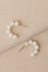 Pearl Huggie Hoop Earrings