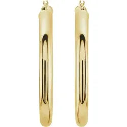 4mm wide 14kt gold tube hoop earrings