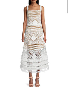 Boracay Tiered Floral & Lace Midi Dress