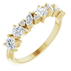 14k Gold & Diamond Fancy Shaped Cluster Anniversary Band
