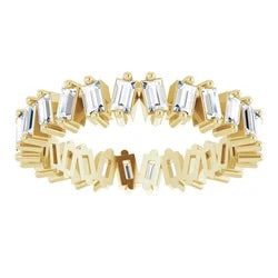 14k Gold & Baguette Diamond Staggered Band