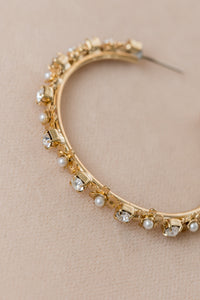 Daisy Hoop Earring with Pearls & Crystals