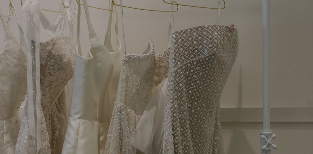 Model wearing a white dress