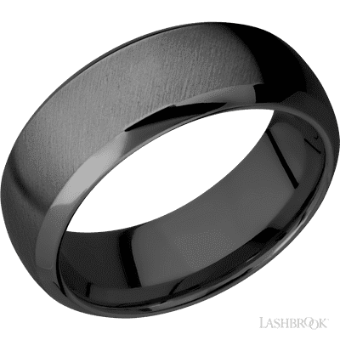 YDBN 8 mm Wide Domed Bevel Zirconium Band #2 Black thumbnail