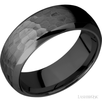 YDBN 8 mm Wide Domed Bevel Zirconium Band #1 Black thumbnail