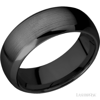 YDBN 8 mm Wide Domed Bevel Zirconium Band #4 Black thumbnail