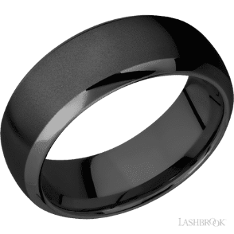 YDBN 8 mm Wide Domed Bevel Zirconium Band #3 Black thumbnail