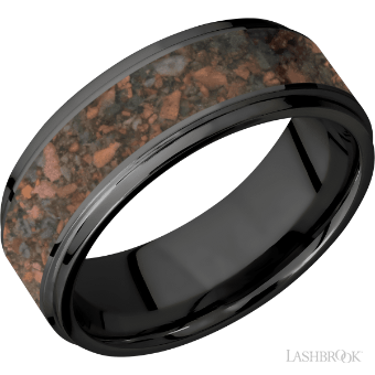 YDBN Zirconium with Polish, Polish Finish and Desert Jasper Inlay #0 Black thumbnail