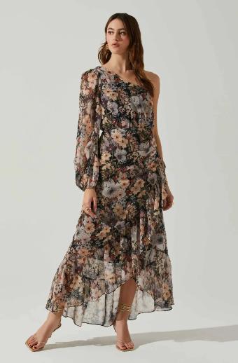 ASTR the label Calista Floral One Shoulder Midi Dress #1 thumbnail