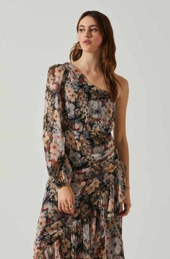 ASTR the label Calista Floral One Shoulder Midi Dress #3 thumbnail