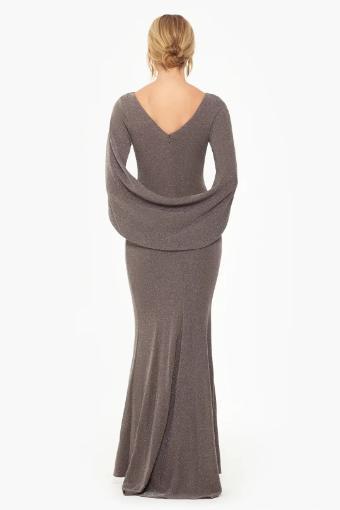 Betsy Adam Jenna Long Metallic Draped Cowl Back Gown #1 thumbnail