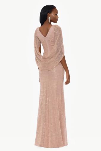 Betsy Adam Tamsin Long Metallic Knit Long Drape Gown #1 thumbnail