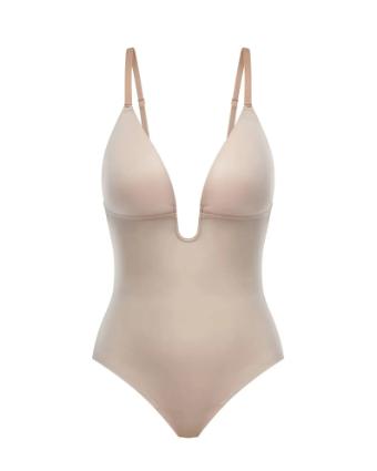 YDBN Suit Your Fancy Plunge Low-Back Bodysuit by SPANX in Champagne Beige #0 thumbnail