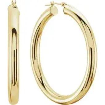 YDBN 4mm wide 14kt gold tube hoop earrings #3 Yellow Gold thumbnail