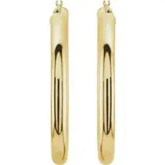 YDBN 4mm wide 14kt gold tube hoop earrings #4 Yellow Gold thumbnail