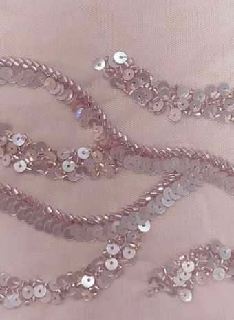 Adrianna Papell Platinum Square Neck Sheath Beaded Mesh Gown #2 Morganite thumbnail