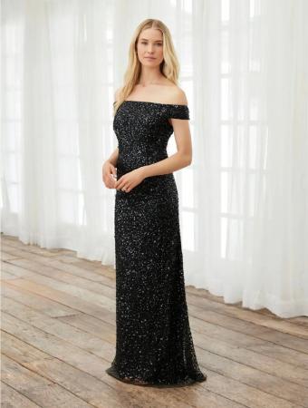 Adrianna Papell Platinum Off the shoulder beaded sequin gown #0 Black thumbnail