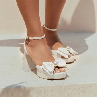Dolce Vita Patton Heels Ivory Satin #2 thumbnail