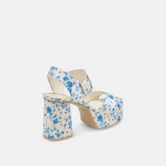 Dolce Vita Bobby Pearl Heels Blue Floral Satin #2 thumbnail