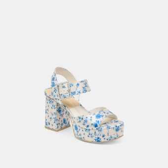 Dolce Vita Bobby Pearl Heels Blue Floral Satin #1 thumbnail