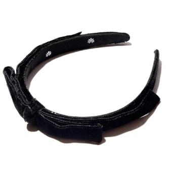 Lele Sadoughi Black Velvet Bardot Ribbon Headband #0 thumbnail