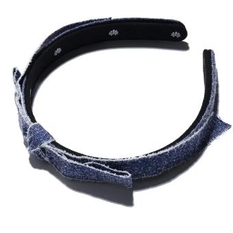 Lele Sadoughi Blue Denim Washed Bardot Ribbon Headband #0 thumbnail