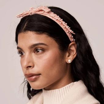 Lele Sadoughi Blush Pearl Bardot Ribbon Headband #0 thumbnail