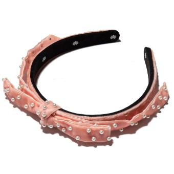 Lele Sadoughi Blush Pearl Bardot Ribbon Headband #1 thumbnail