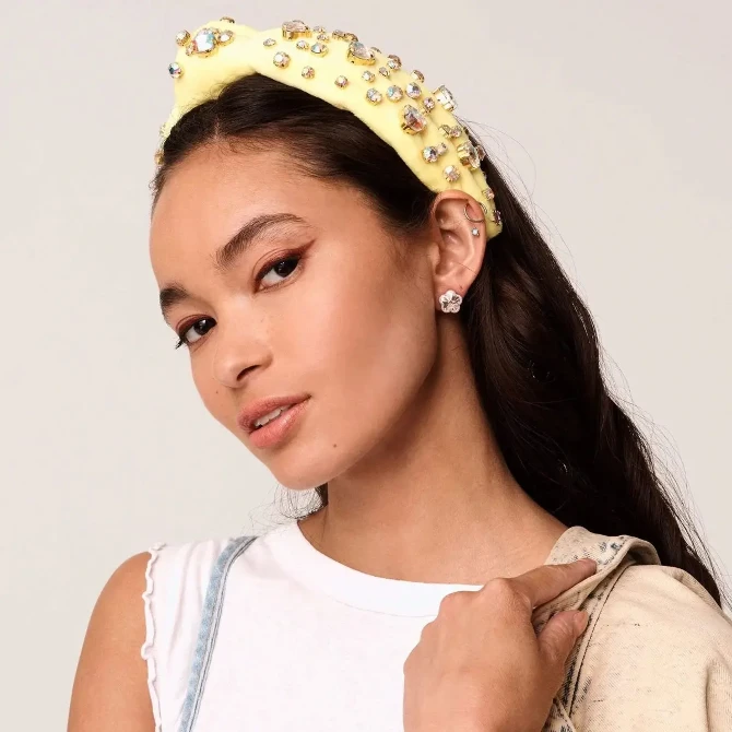 Lele Sadoughi denim pearl heart knotted headband Lele Sadoughi Heart-Studded Headband Set | Anthropologie main image 2