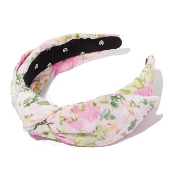 Lele Sadoughi Magenta Flower Fields Loveshackfancy Printed Veronica Bow Headband #1 thumbnail