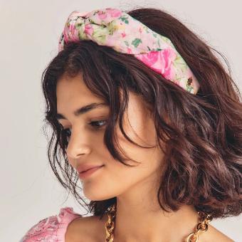 Lele Sadoughi Magenta Flower Fields Loveshackfancy Printed Veronica Bow Headband #0 thumbnail