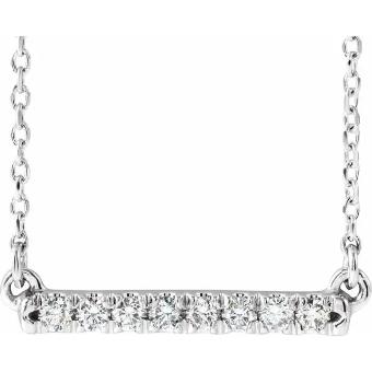 YDBN 14K White 1/8 CTW Lab-Grown Diamond French-Set Bar 18" Necklace #0 thumbnail