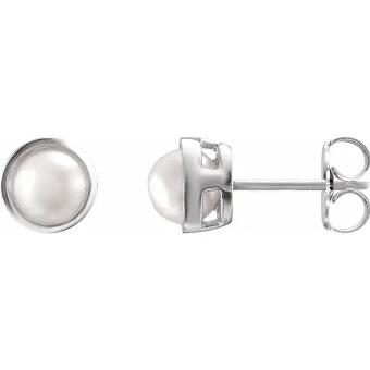 YDBN 14K White 5 mm Cultured White Akoya Pearl Stud Earrings #0 thumbnail