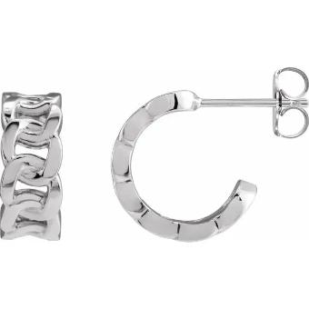 YDBN 14K White Chain Link 12 mm Hoop Earrings #0 thumbnail