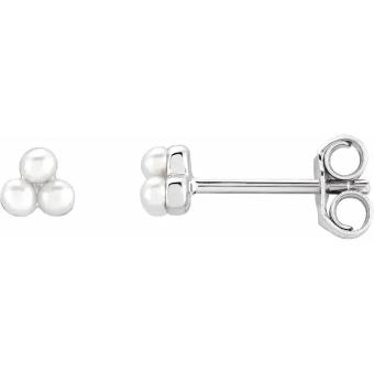 YDBN 14K White Cultured Freshwater Pearl Cluster Earrings #0 thumbnail