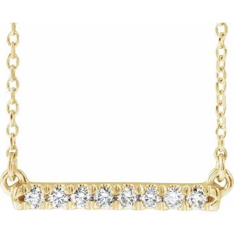 YDBN 14K Yellow 1/8 CTW Lab-Grown Diamond French-Set Bar 18" Necklace #1 thumbnail