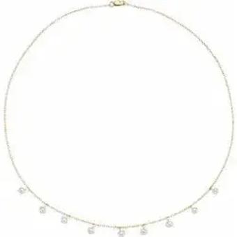 YDBN 14kt Yellow Gold & Pearl Drop Station Necklace #1 thumbnail