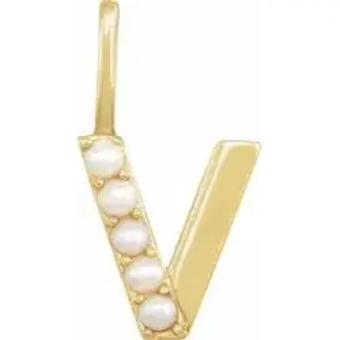 YDBN 14kt Yellow Gold & Pearl Initial Pendant #20 thumbnail