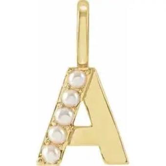 YDBN 14kt Yellow Gold & Pearl Initial Pendant #4 thumbnail