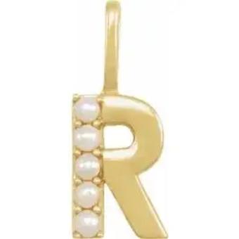 YDBN 14kt Yellow Gold & Pearl Initial Pendant #13 thumbnail