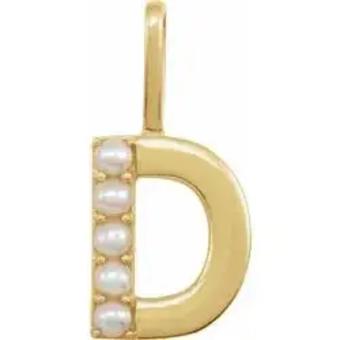 YDBN 14kt Yellow Gold & Pearl Initial Pendant #17 thumbnail